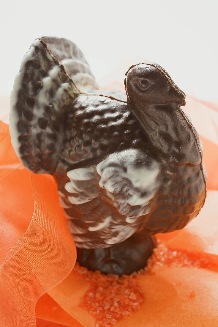 Chocolate turkey with orange ribbon