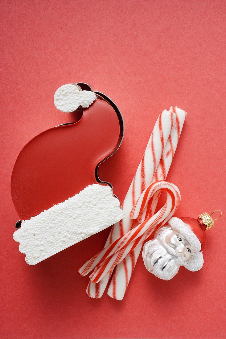 Sweet Father Christmas hat, candy canes & Christmas tree ornament