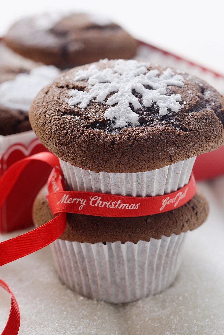 Four chocolate muffins for Christmas