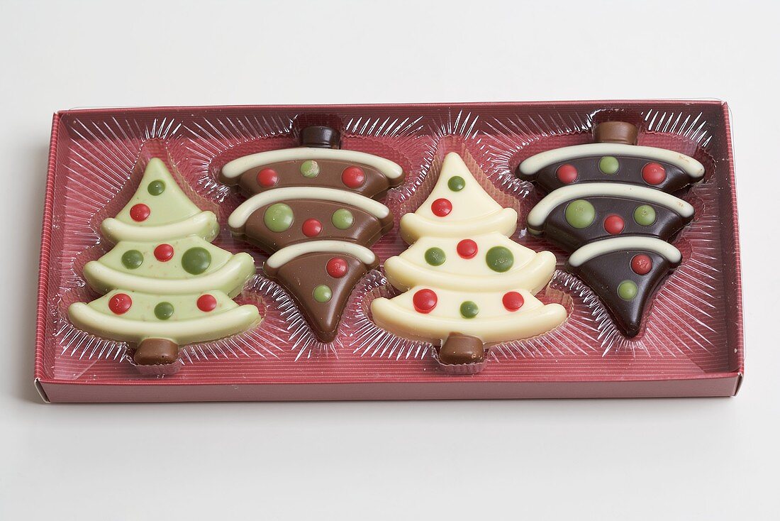 Chocolate Christmas trees in packaging