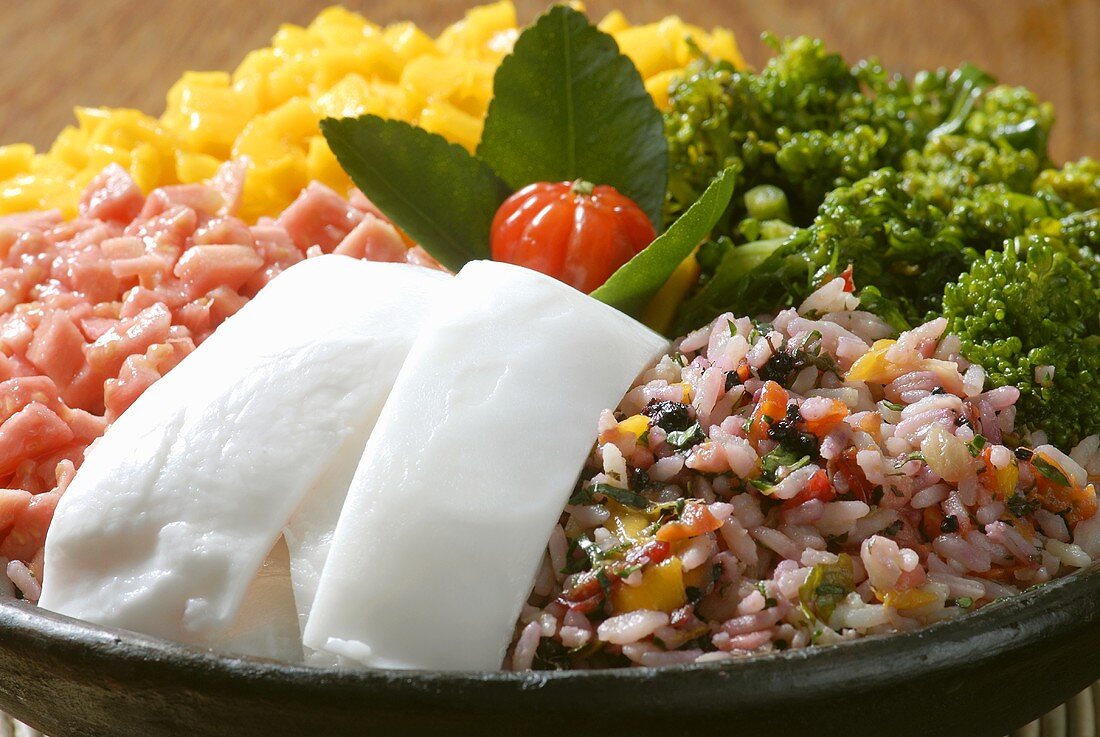 Risoto de frutos do mar com coco (A rice dish with chopped seafood, and coconut, Brazil)