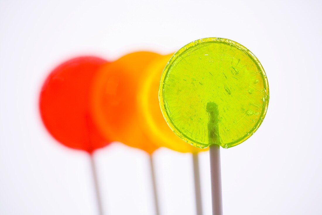 Four coloured lollipops