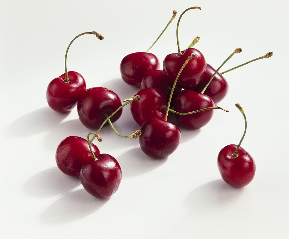 Cherries on white background