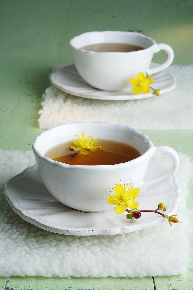 St. John's wort tea in two cups