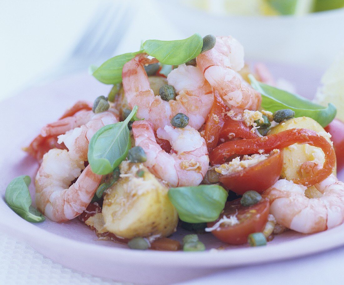 Garnelensalat mit Kartoffeln und Baislikum