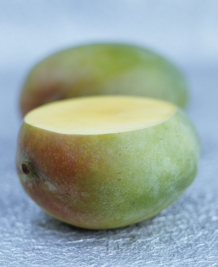 Mango with a slice removed