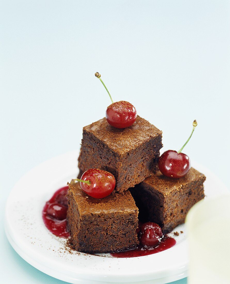 Brownies with cherries