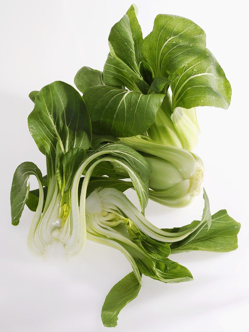 Several heads of pak choi