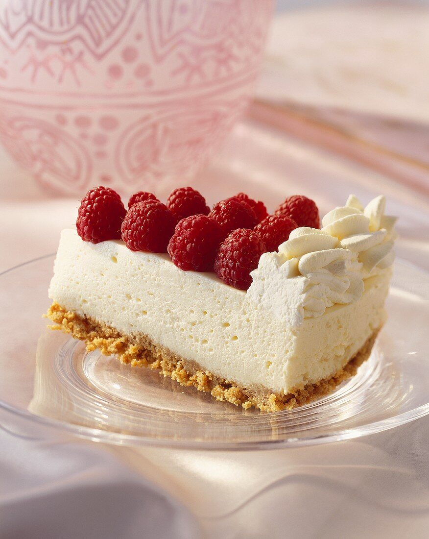 A piece of raspberry cheesecake