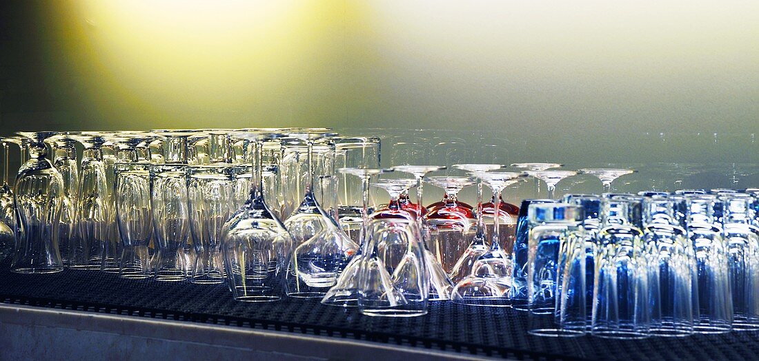 Various empty glasses