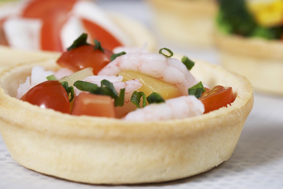 A tomato and prawn tartlet