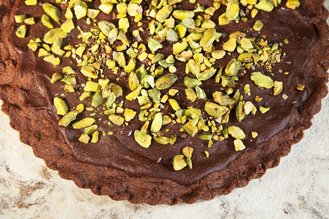 Chocolate Shortbread with Pistachios and Chocolate Ganache