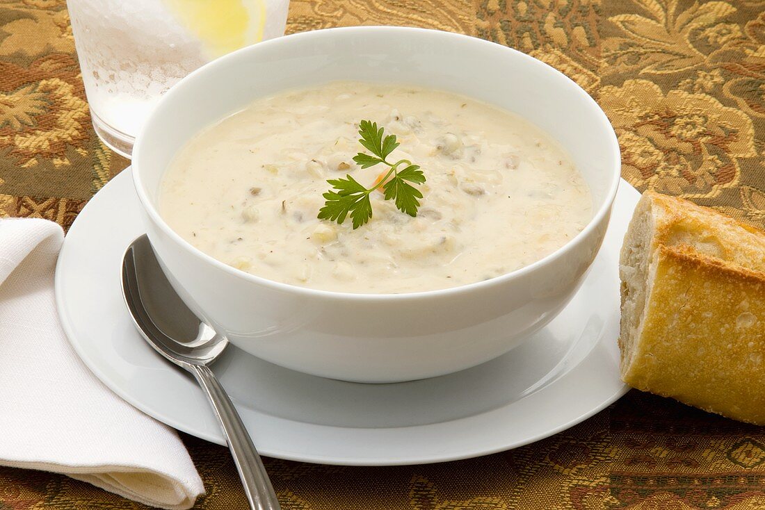 Chicken and Wild Rice Chowder in a Bowl