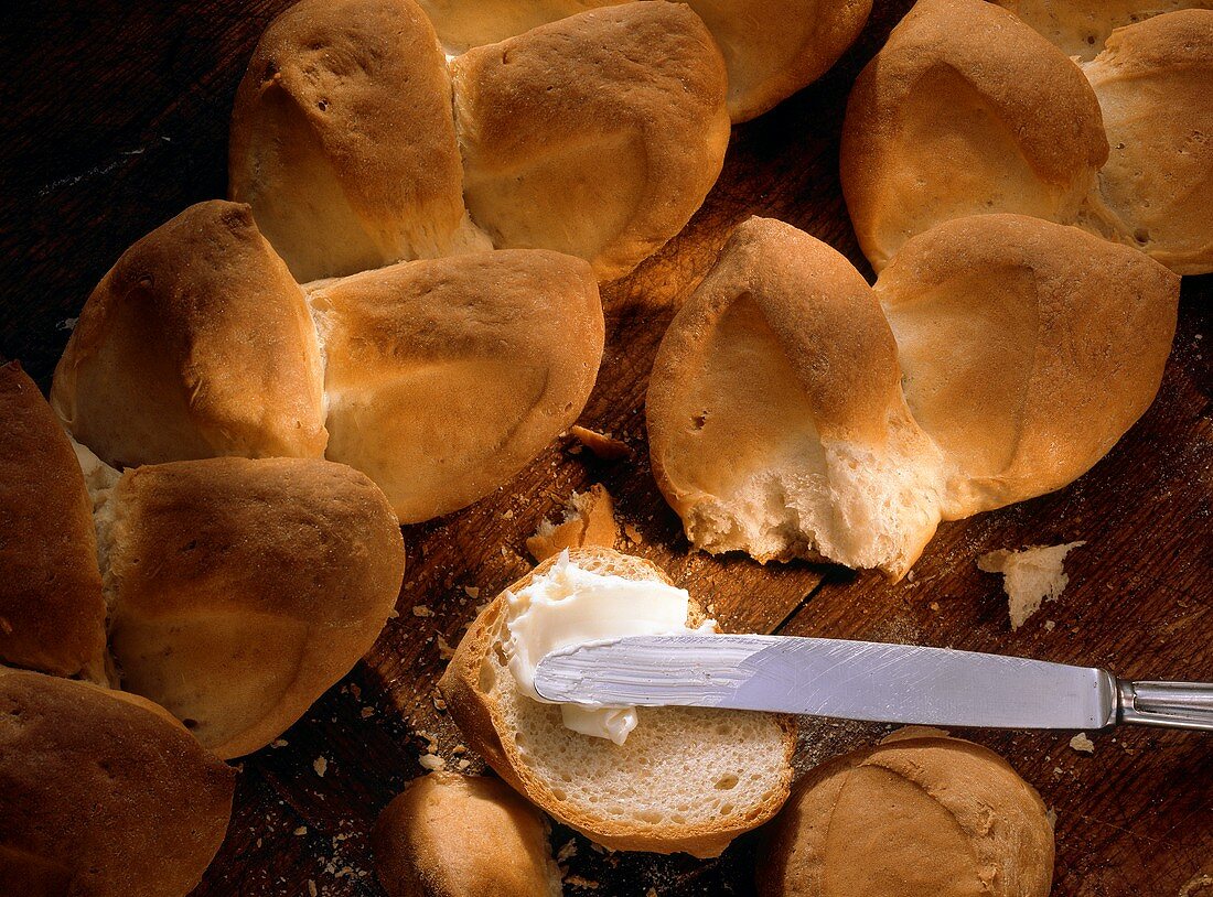 White bread with slice of bread