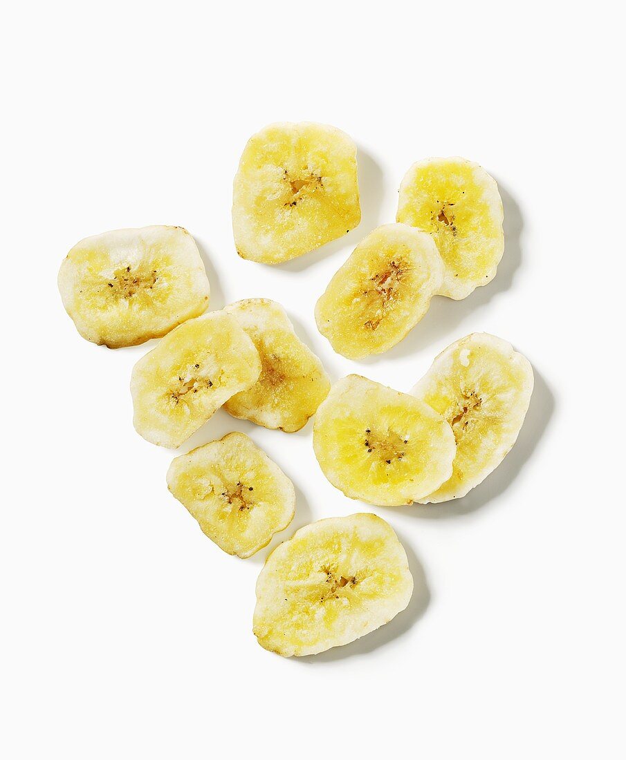 Dried banana slices, seen from above