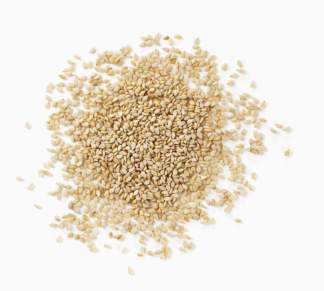 Sesame seeds, seen from above