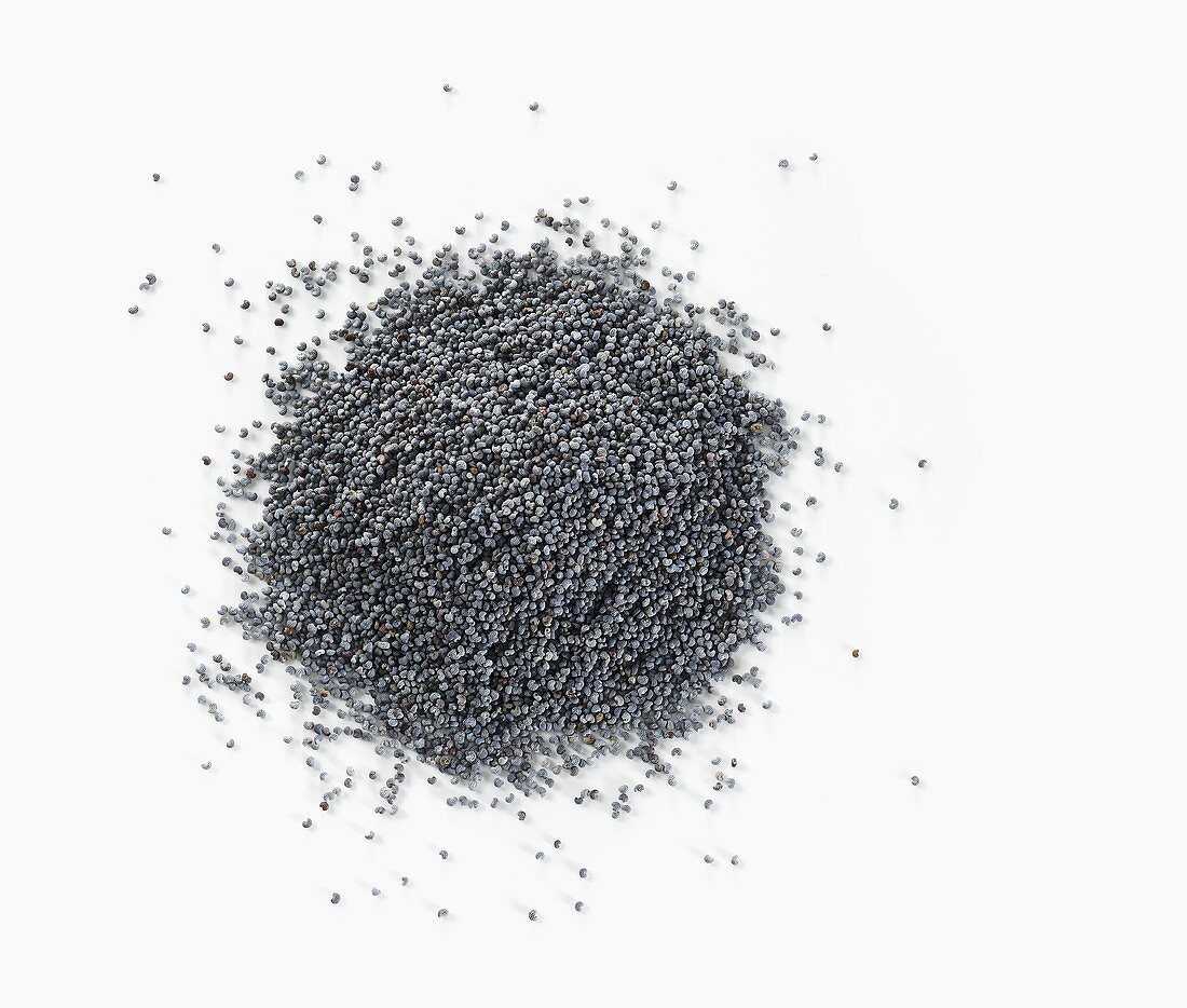 A pile of poppy seeds, seen from above