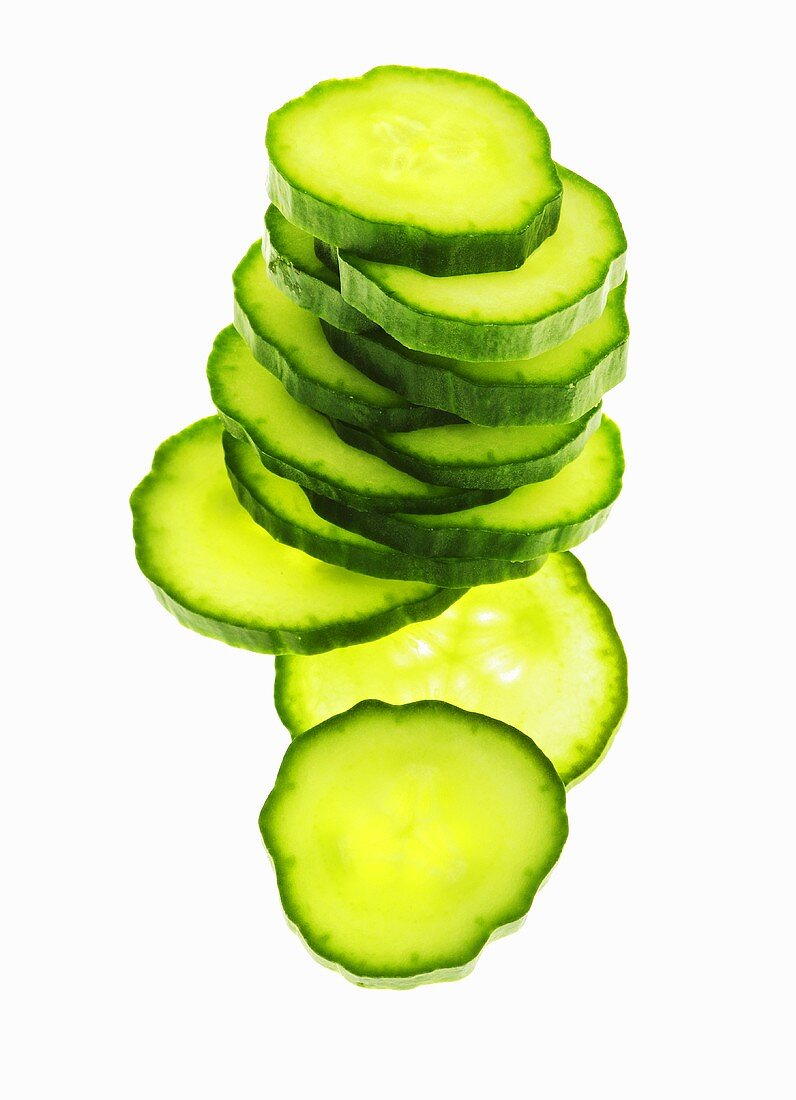 A stack of cucumber slices
