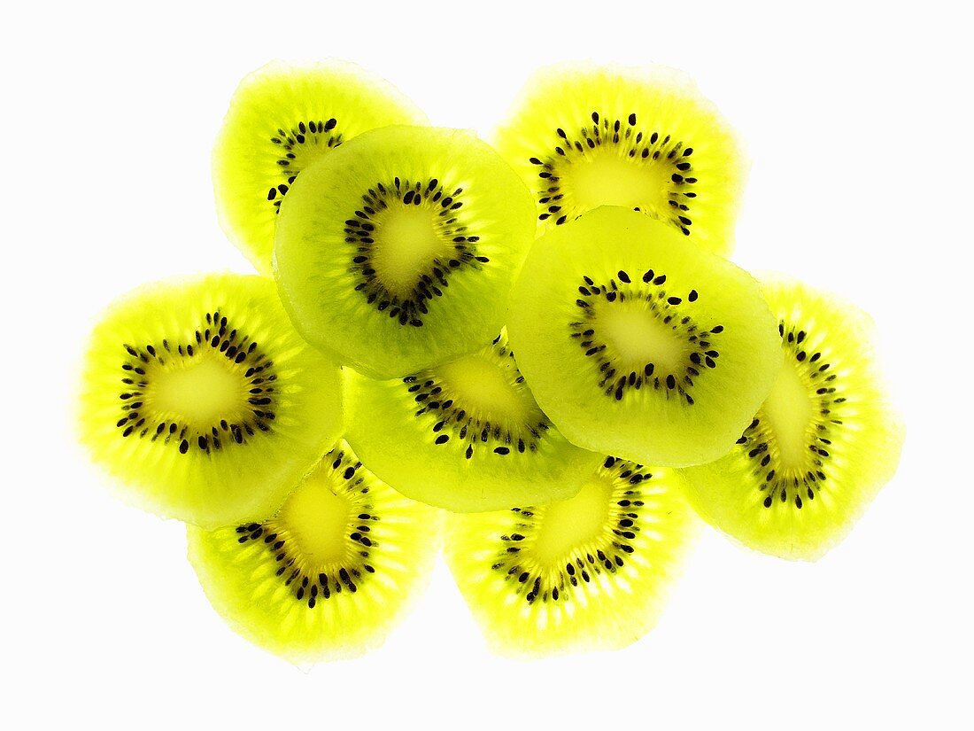 Kiwi slices, seen from above