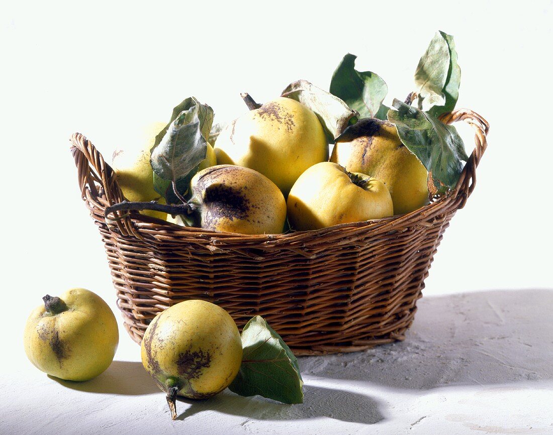 Quinces in a small basket