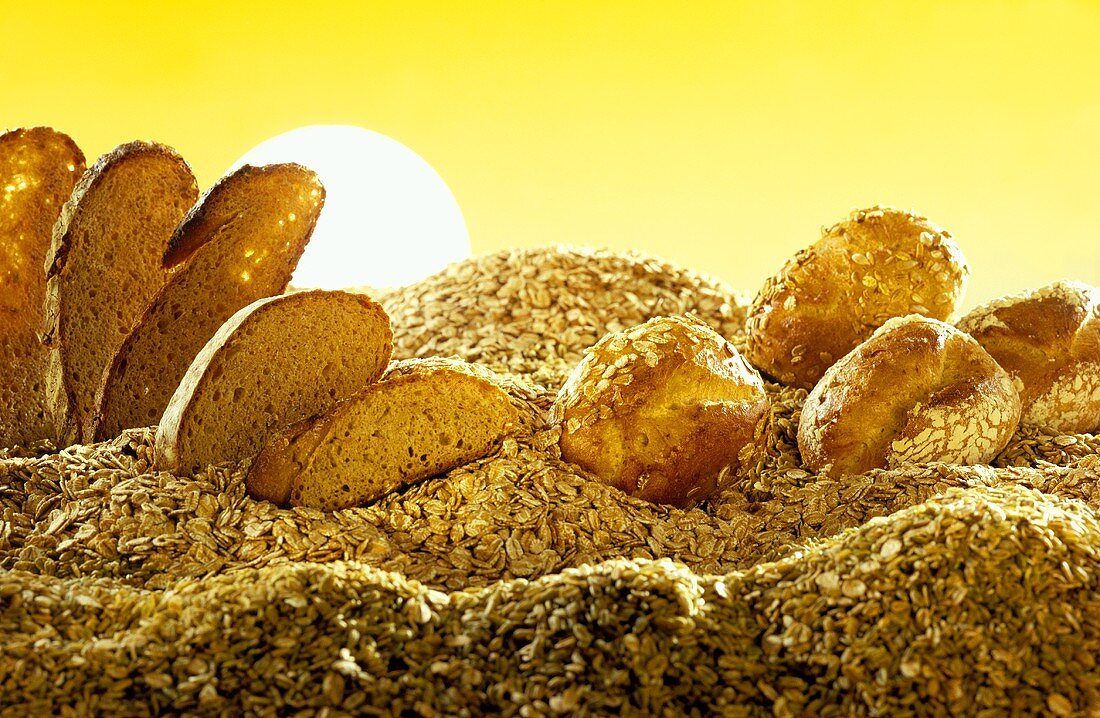 Stylised landscape in bread and cereals