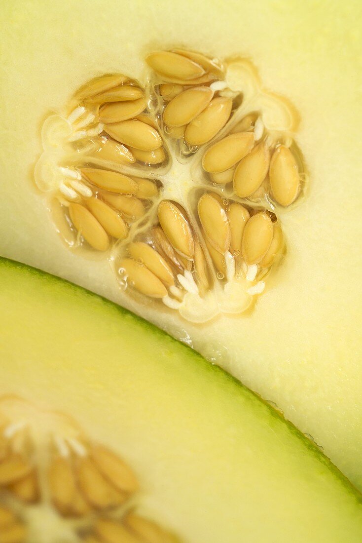Close-up of a melon, cut open