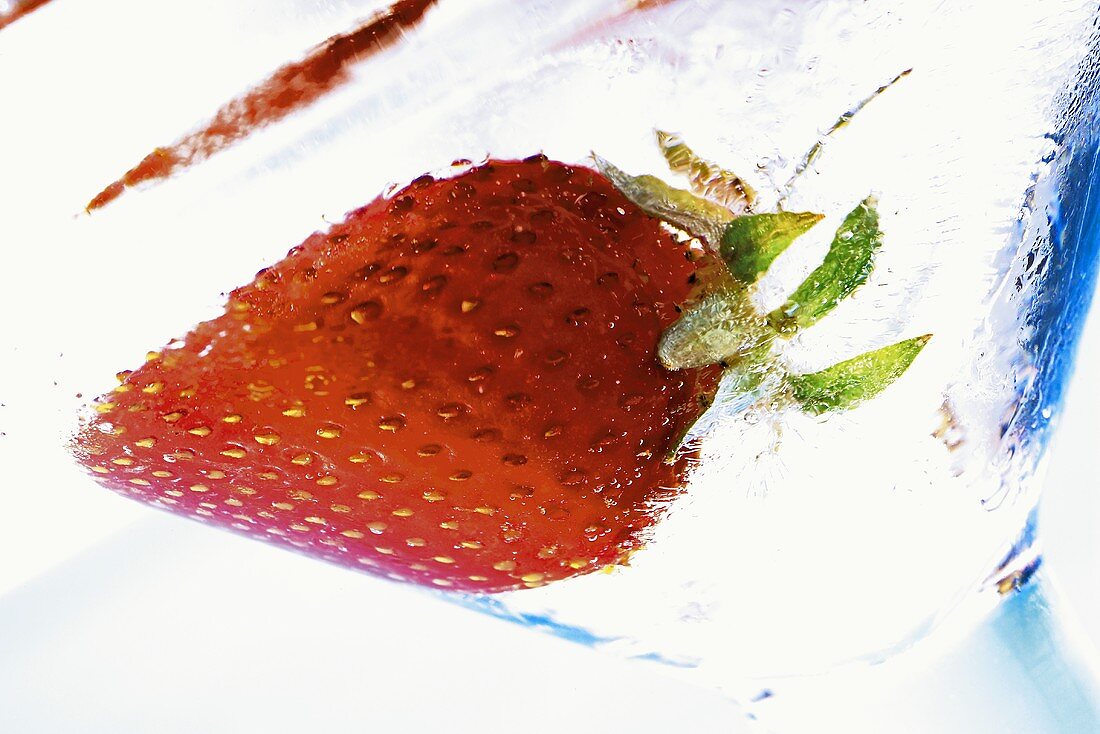 Fresh strawberry in a cocktail