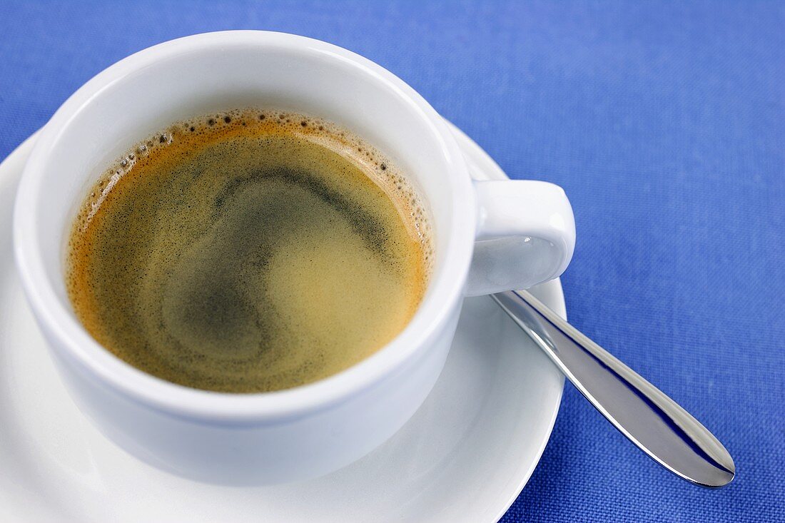 Creamy espresso in cup