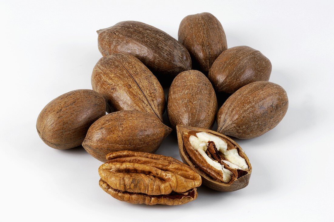Pecans, opened and unopened
