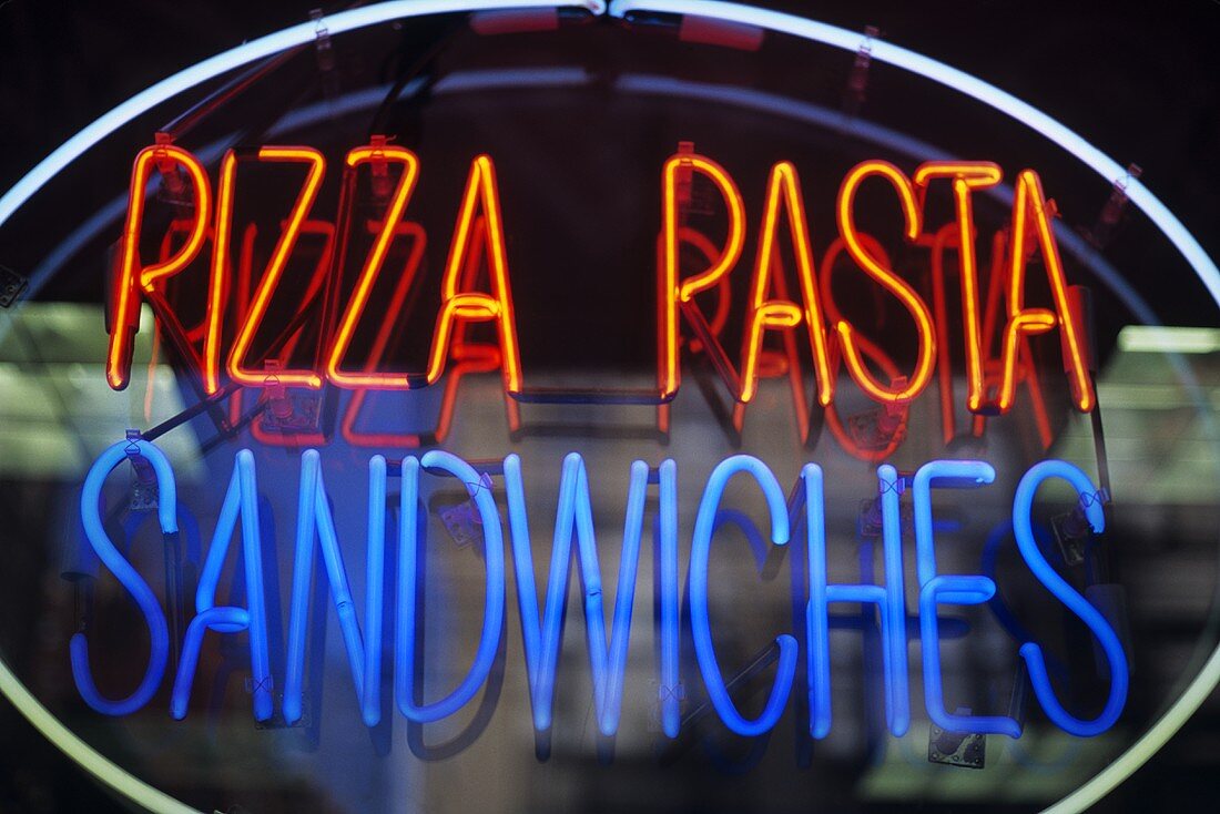 Neon Pizza Pasta Sandwiches Sign