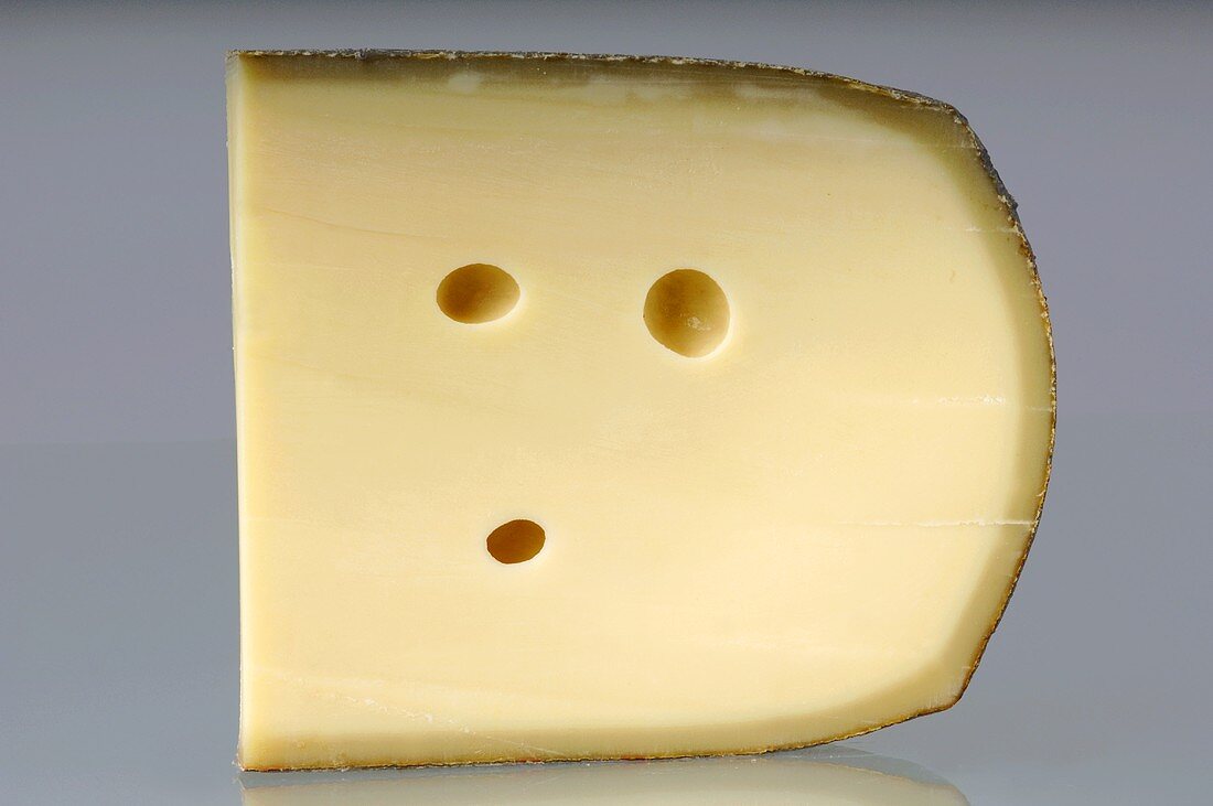 A piece of Bergkäse cheese