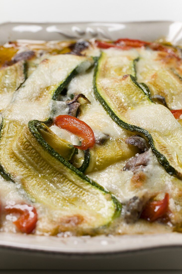 Paprika-Zucchini-Gratin