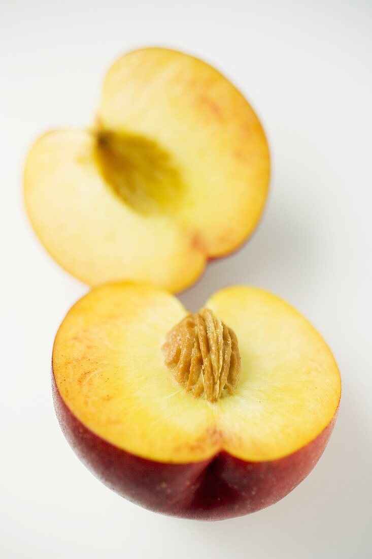 A halved nectarine