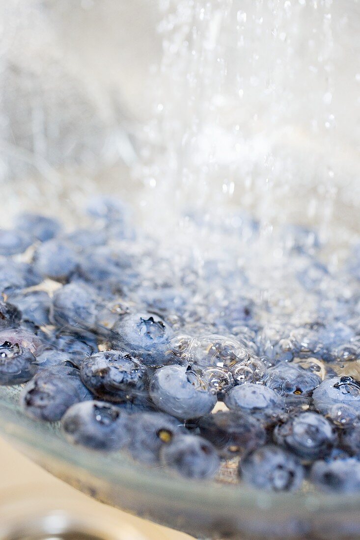 Blueberries in water