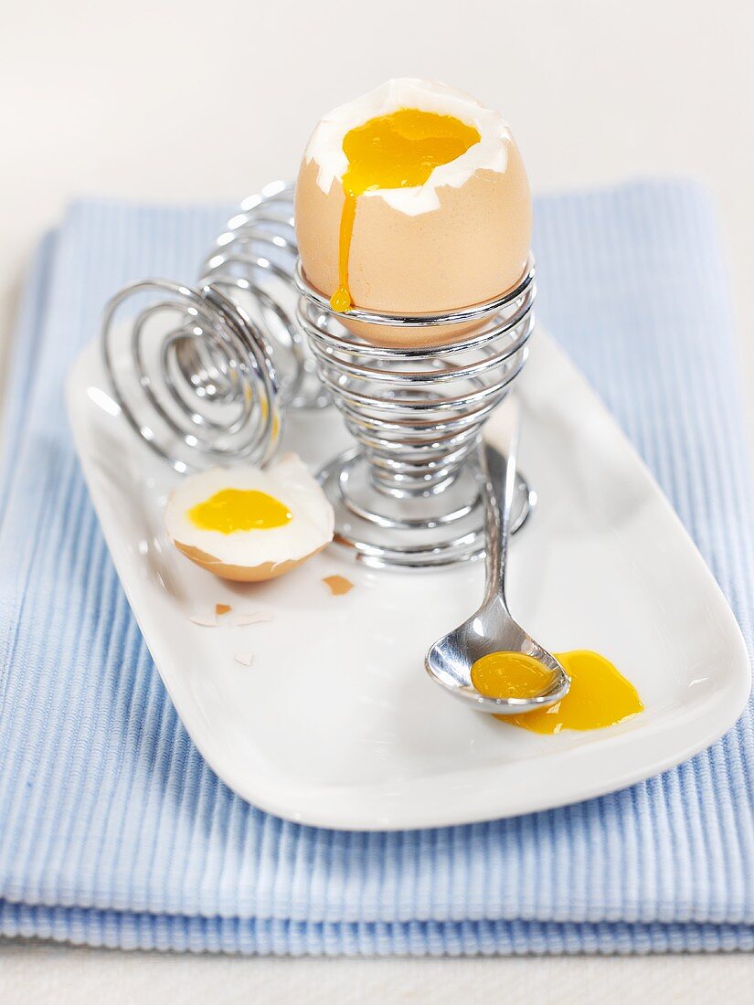 A boiled egg in an eggcup