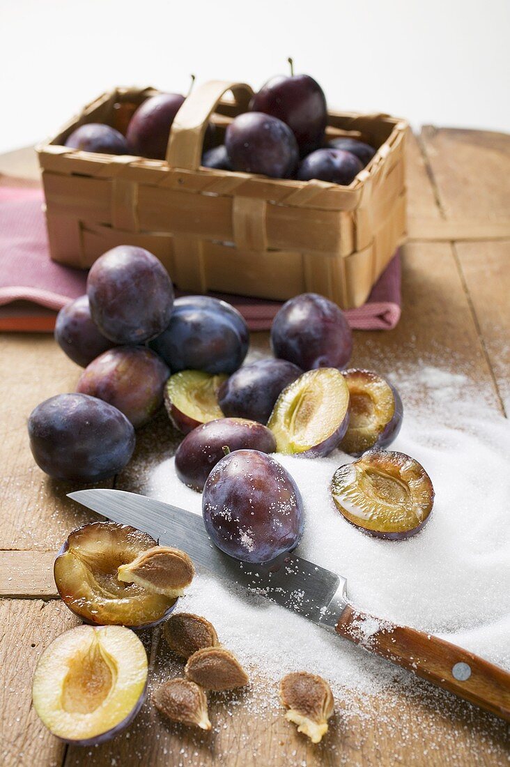 Damsons and sugar