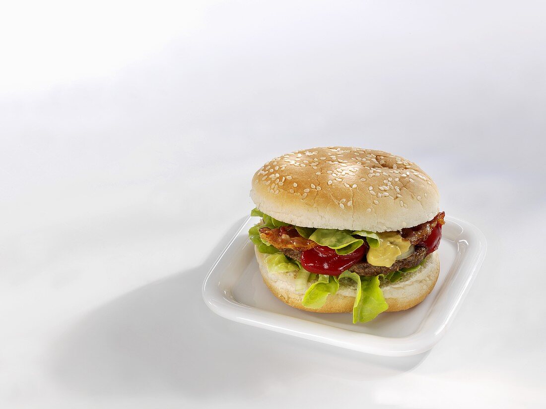 Hamburger on a plate