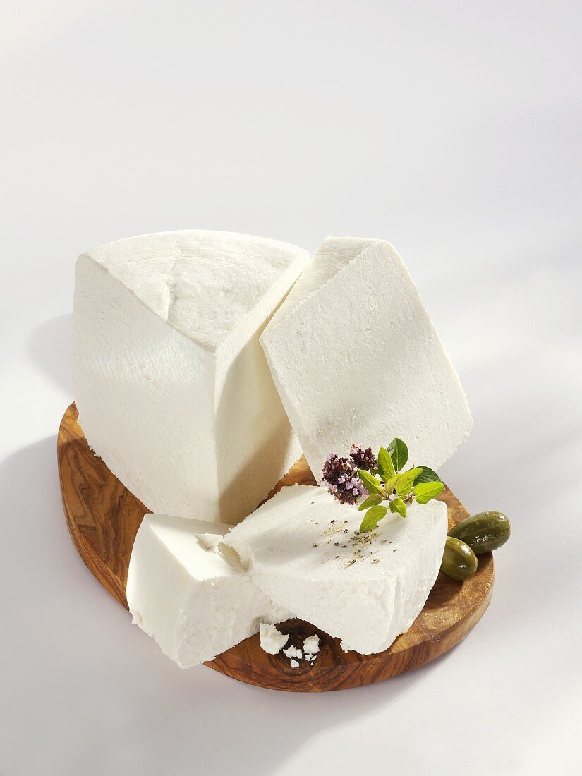 Ricotta on a wooden board