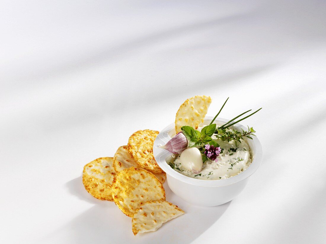 Herb dip and crackers