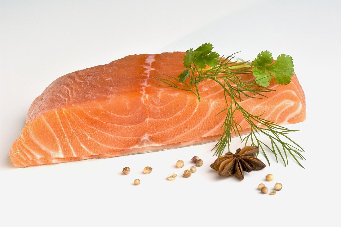 A fresh salmon fillet