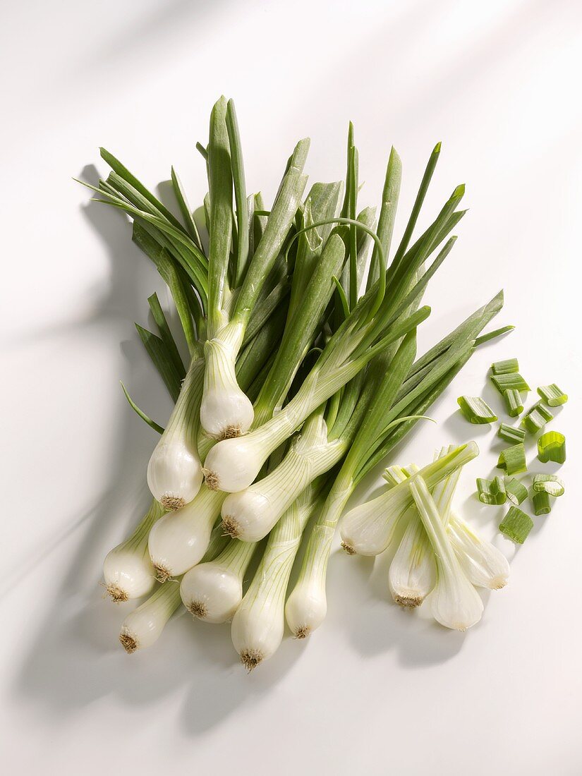 Spring onions in a heap