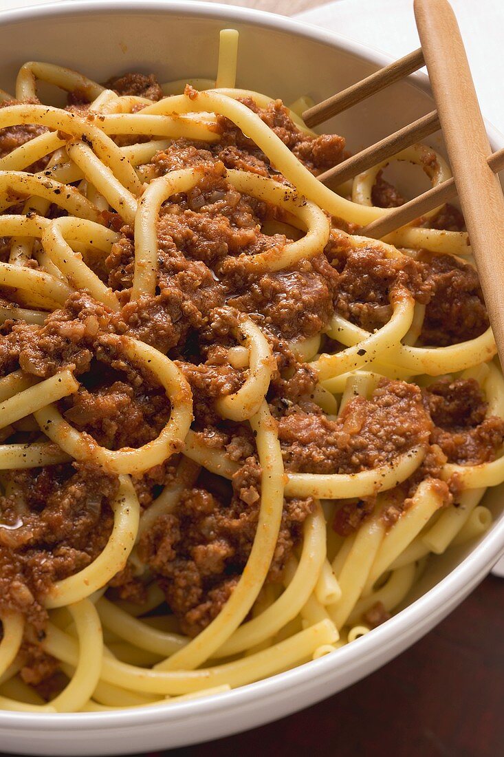 Macaroni with mince sauce