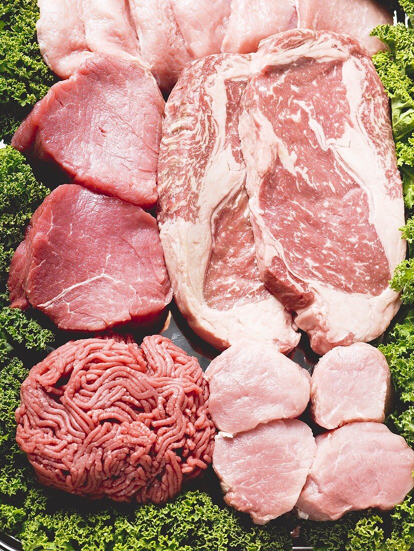 Various types of meat for pan-frying