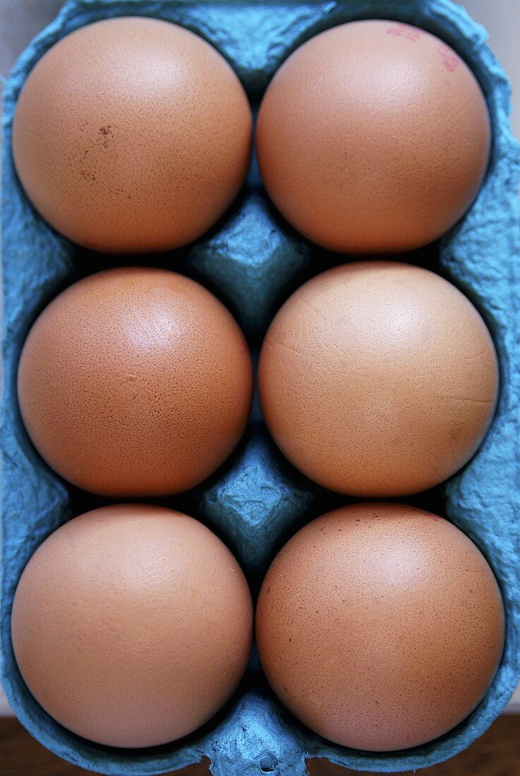 Six eggs in a box