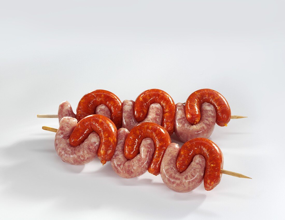 Skewered sausages