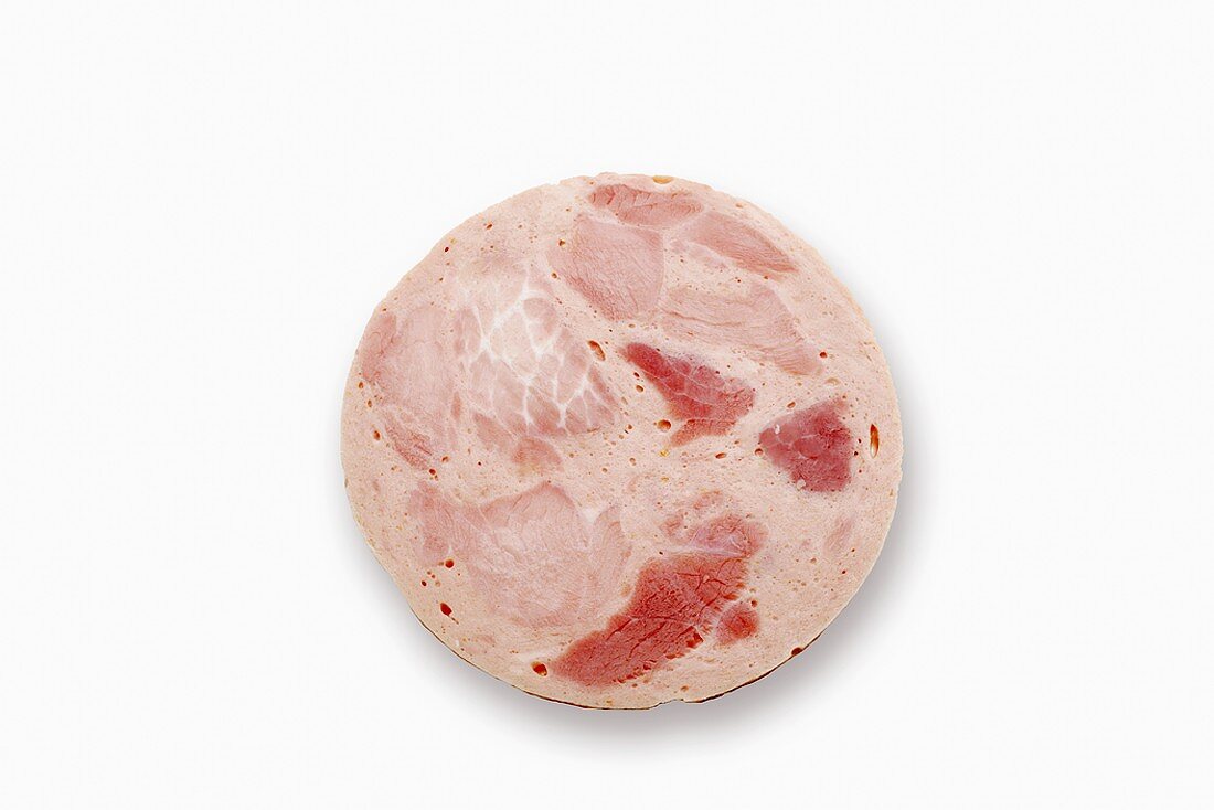 A slice of Bierschinken (ham sausage)