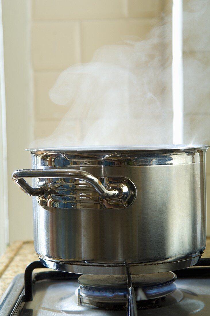 Pan of boiling water on a hob