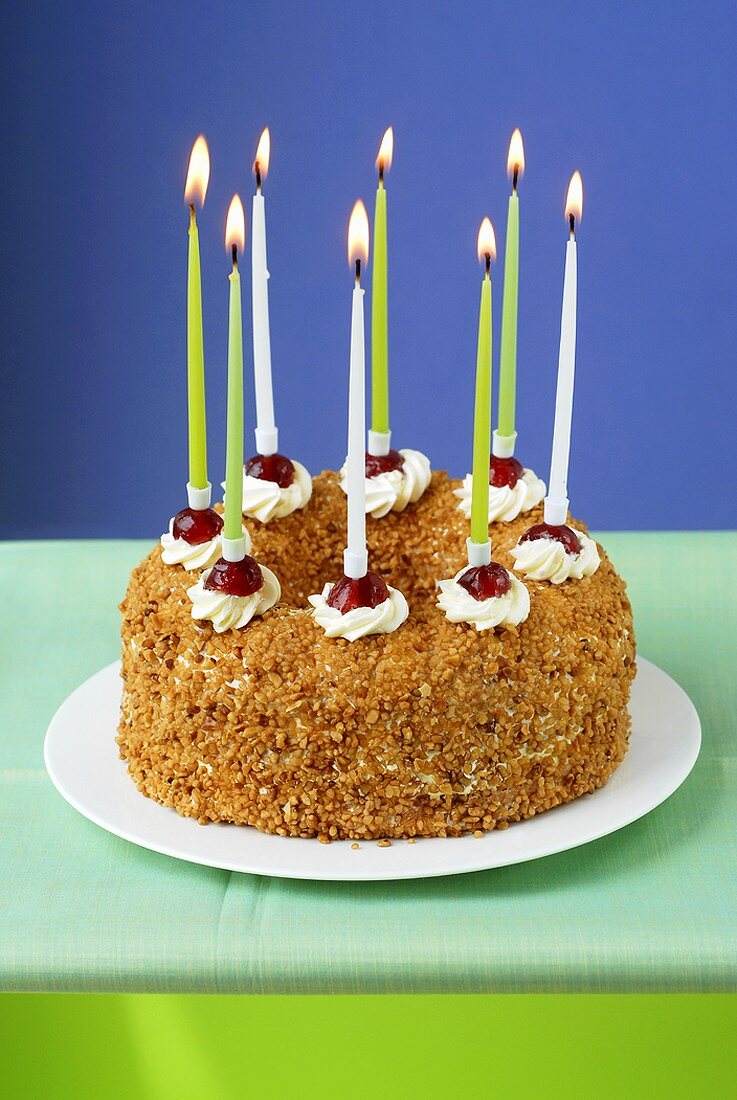 Frankfurt wreath with burning birthday candles