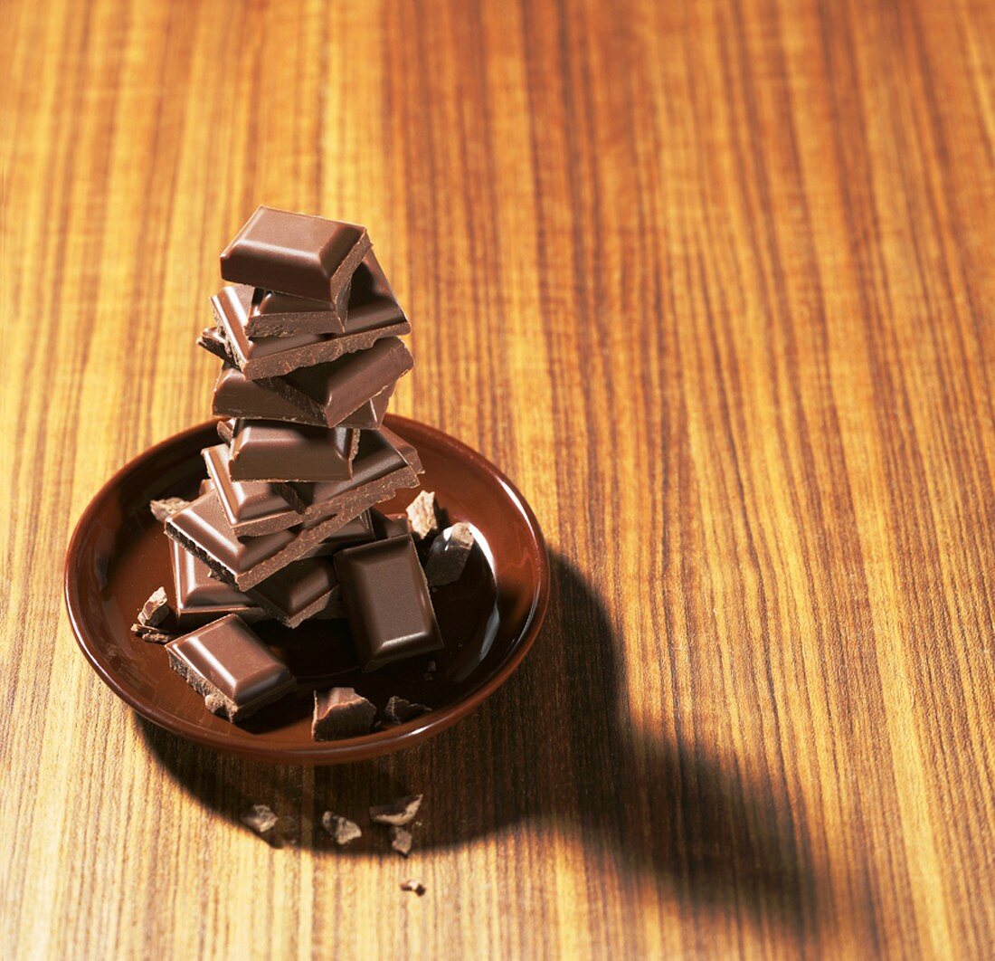 A tower of pieces of chocolate