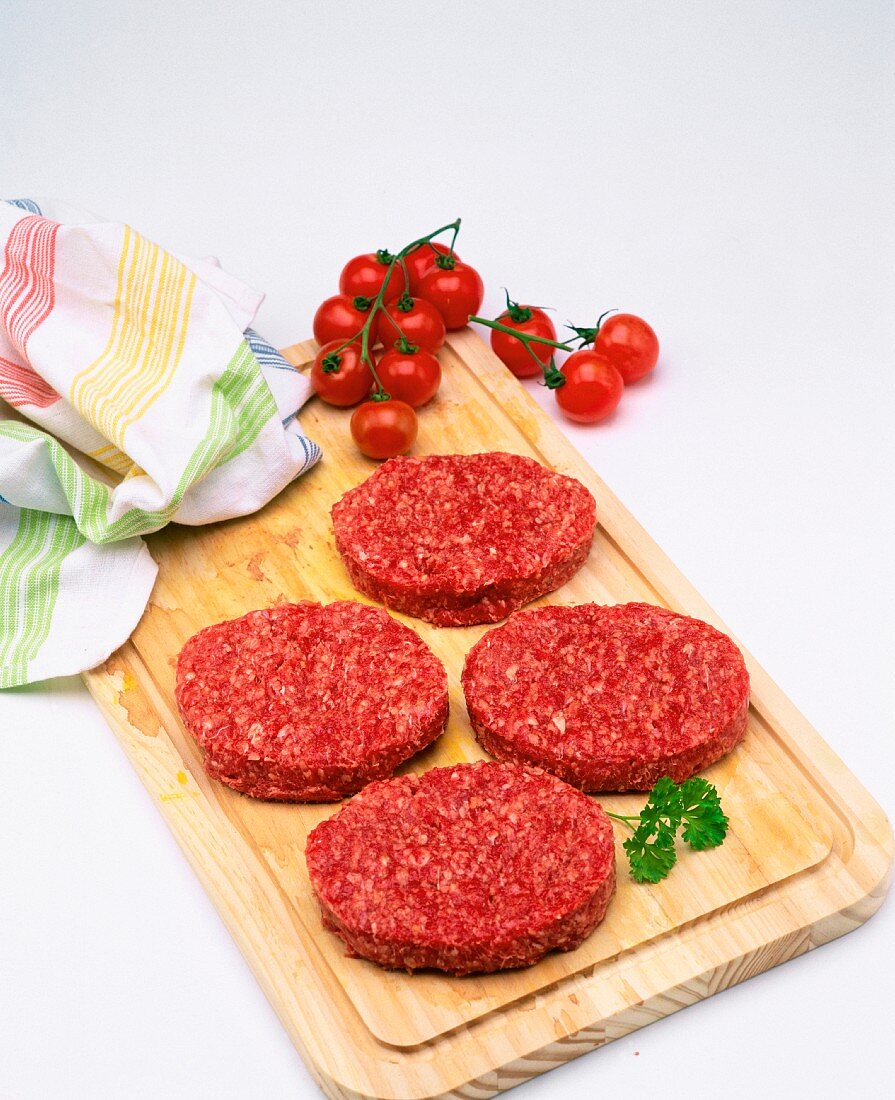 Minced beef hamburger patties